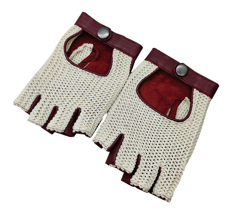 Men's Half-Finger Leather Cycling Gloves - Breathable & Windproof Outdoor