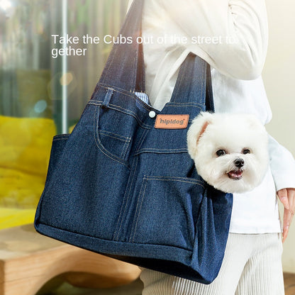 Pet Carrier Backpack Denim Ventilated Comfortable Secure Pets Cat Dog Dogs