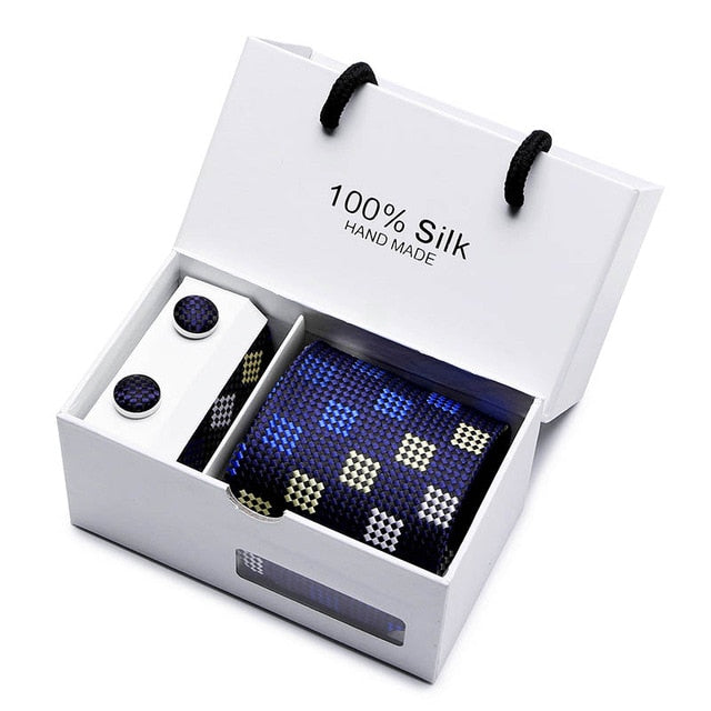 100% Silk 3pc Men's Plaid Tie Set Extra Long Woven Neck Ties Suit Gift Box