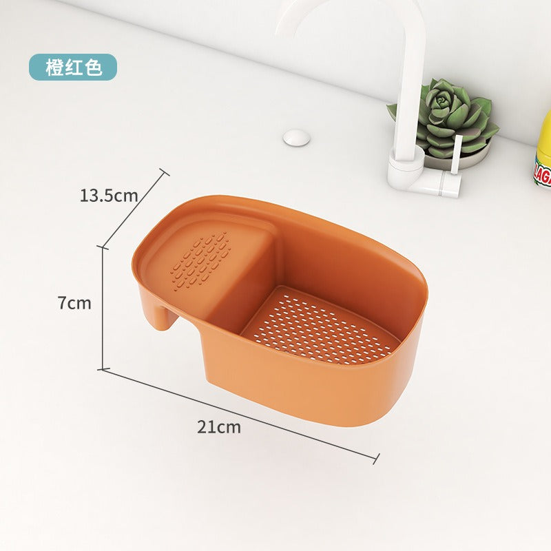 Kitchen Sink Saddle Drain Basket Vegetable Drain Rack Two Compartments 21cm