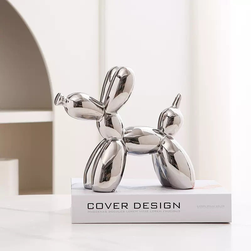 Ceramic Balloon Dog Figurine Decorative Sculpture L20cm H18cm Multiple Colours