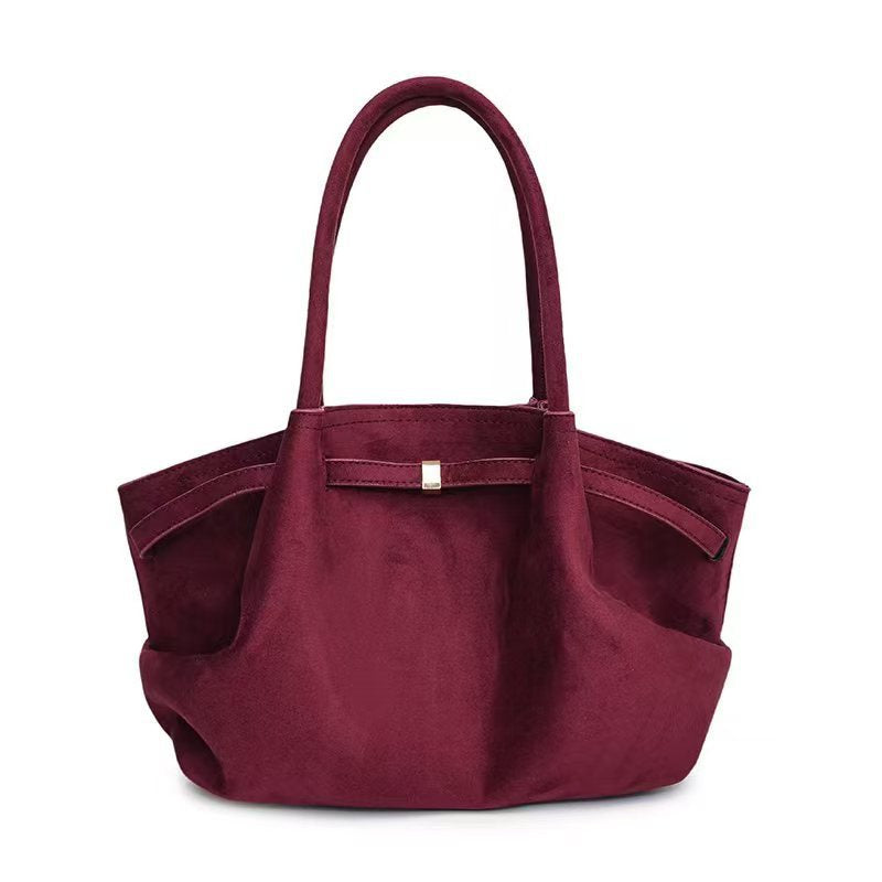 Suede Tote Bag Large Capacity Womens Handbag Retro Style Autumn Winter