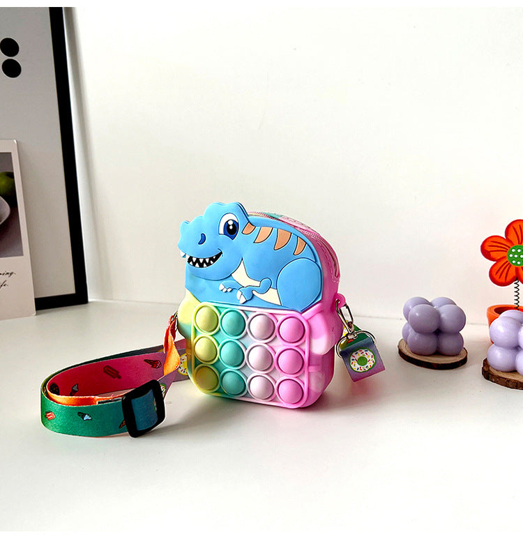Silicone Pop Fidget Toy Bag Cartoon Animal Small Crossbody Backpack Coin Purse