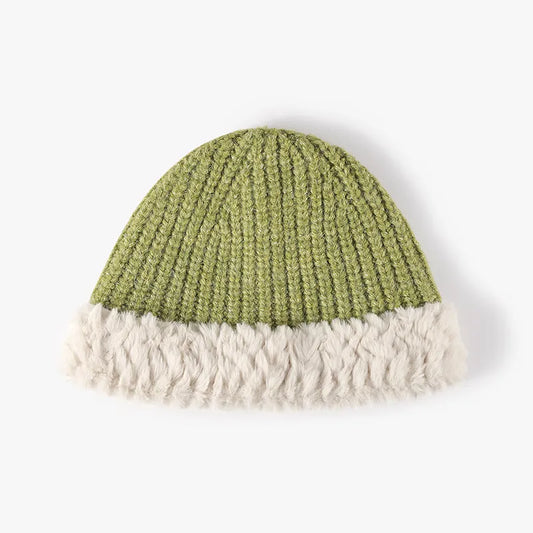 Winter Warm Faux Fur Knit Bucket Hat Adjustable Casual Headgear Snug Comfort