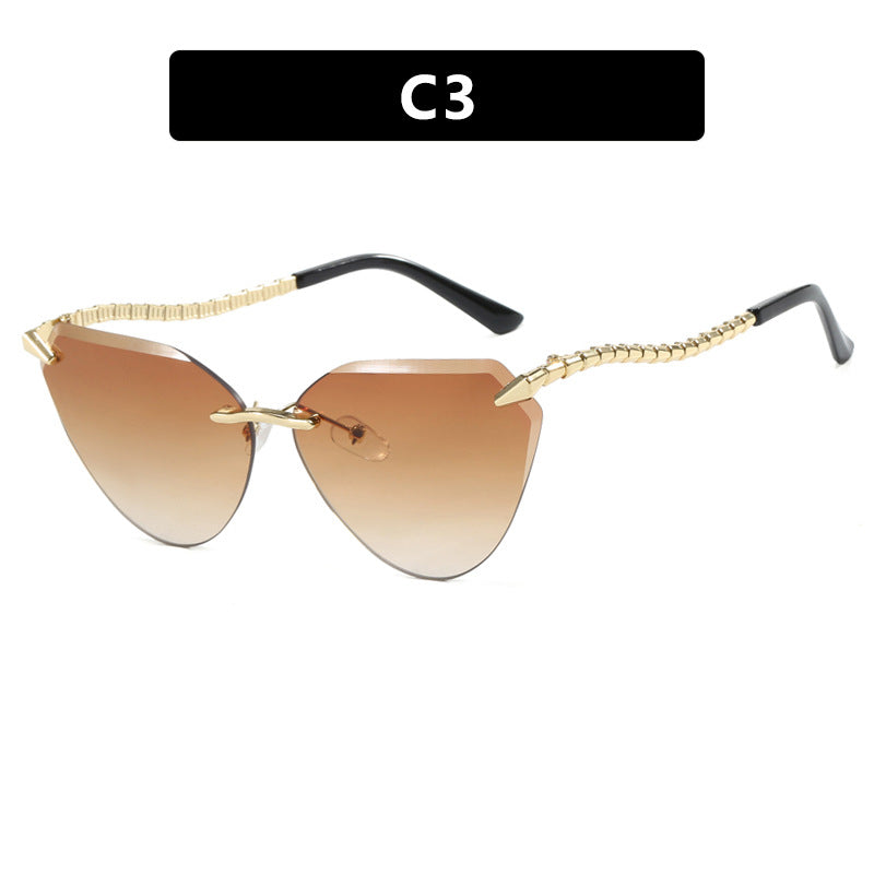 Women Frameless Sunglasses UV400 Protection Lightweight Metal Durable Outdoor