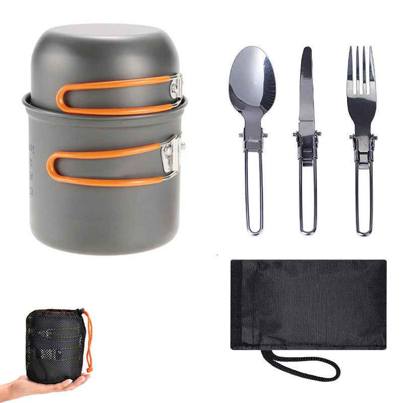 Aluminium Alloy Camping Cookware Set Lightweight 1-2 Person Tableware Included