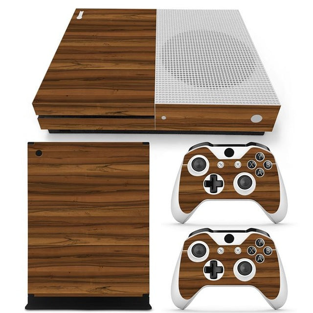 Wood Wooden Finish Decal Stickers for Xbox One S Console & Controllers Set