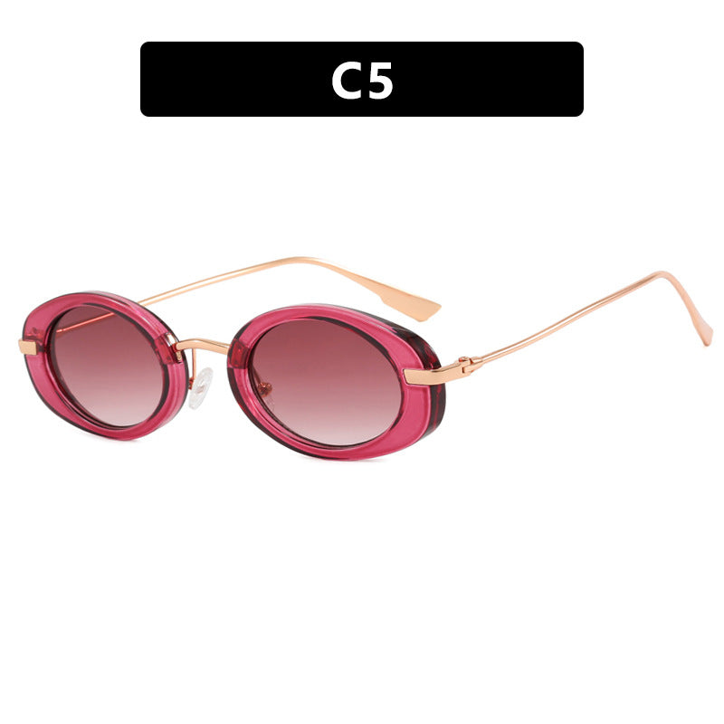 Women's Small Frame Oval Retro Sunglasses UV Protection Lightweight Fashion Accessory