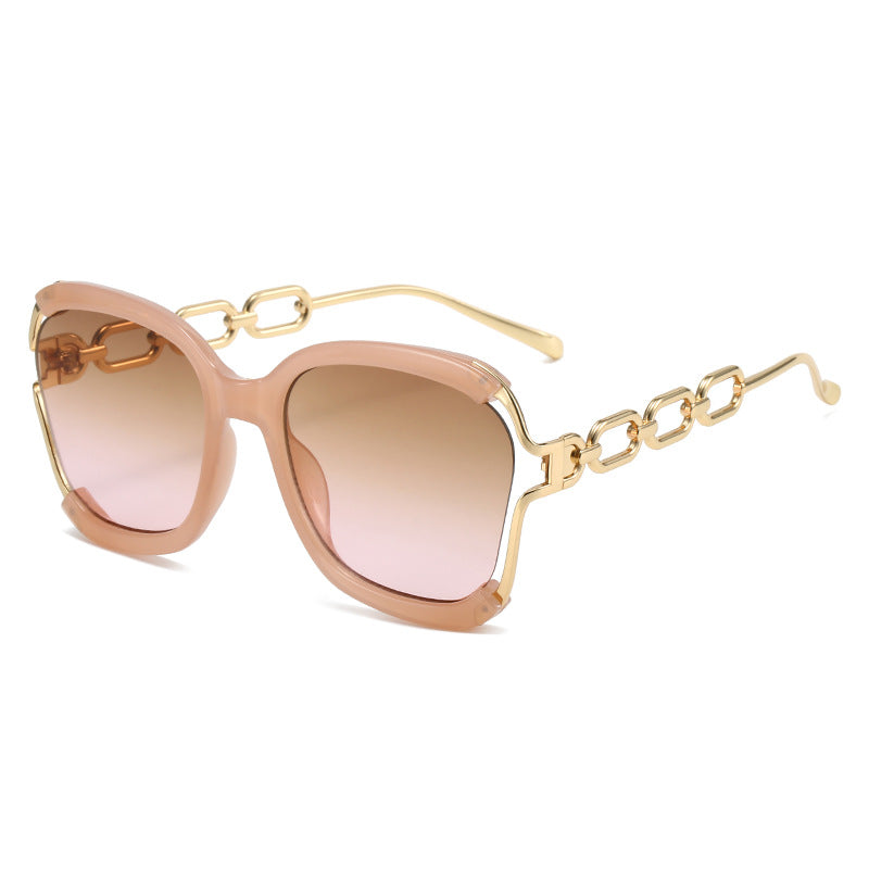 Womens Sunglasses UV400 Protection Metal Hollow Oval Frame Stylish Outdoor Eyewear