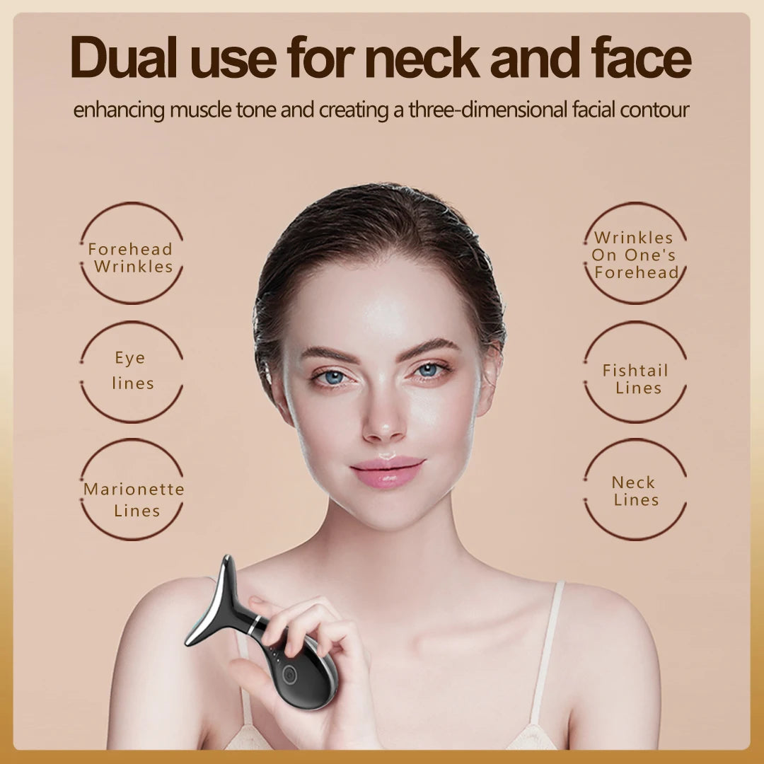 EMS Neck Face Lifting Machine Skin Tightening Massager LED Photon Facial Device
