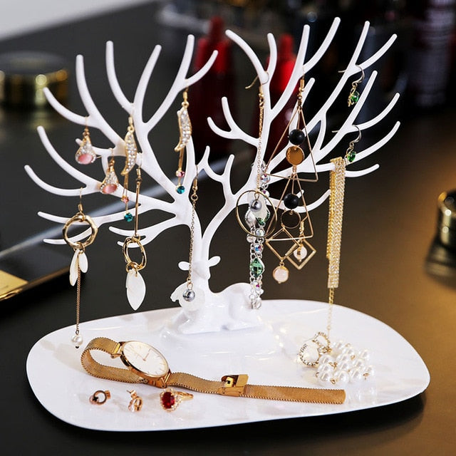 Jewellery Display Stand Deer Antler Tree Tray Organiser 25cm 15cm 22cm Compact