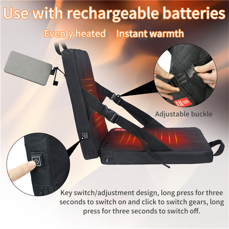 Heated Outdoor Seat Cushion with Adjustable Heat for Camping and Fishing Trips