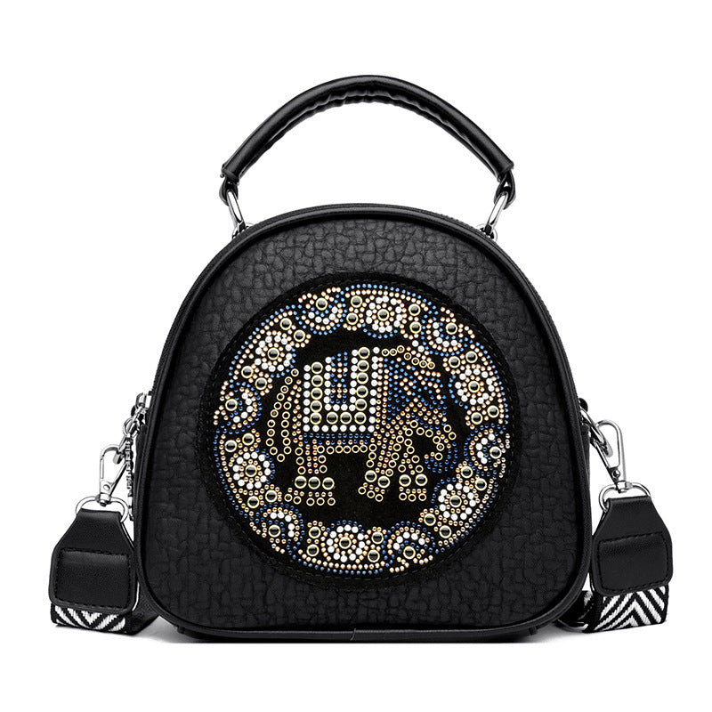 Medium Vegan Leather Elephant Pattern Crossbody Shoulder Bag Generous Capacity