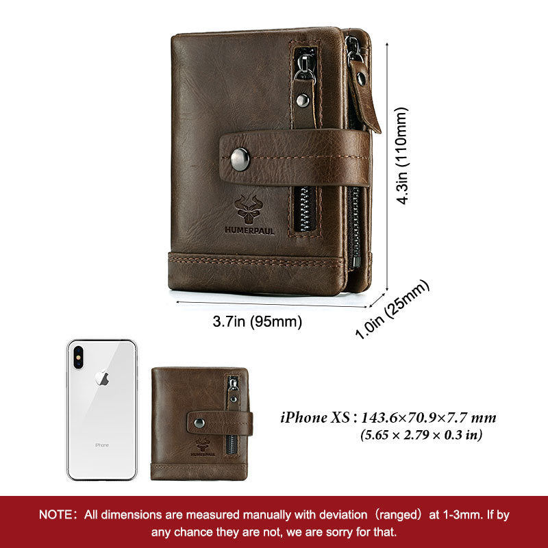 Leather Zipper Wallet Multifunctional Clutch RFID Blocking Secure Spacious Organizer
