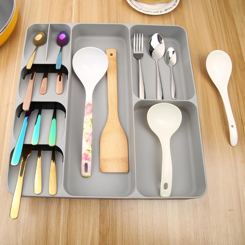 Cutlery Organiser Tray Kitchen Drawer 8 Compartments Spoon Separation Finishing