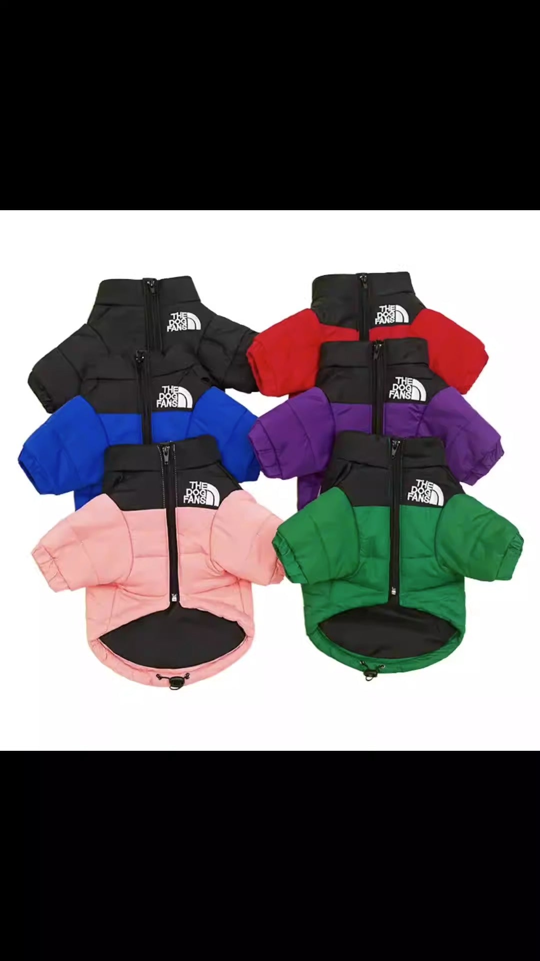 The Dog Fans Windproof Warm Dog Puffer Jacket Winter Coat Large Style Pets Face
