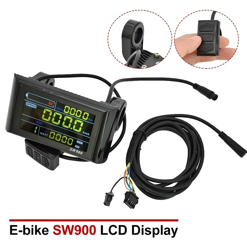 SW900 LCD Smart Meter for E-Scooters and Mountain Bikes, 5/6-pin Data Display