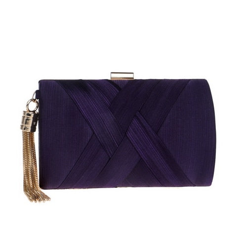Elegant Satin Tassel Clutch Bag Evening Party Purse Wedding Bridal