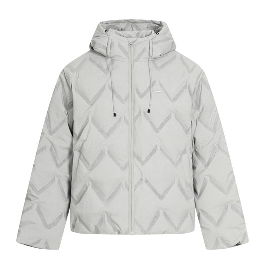 Mens Plaid Hooded Down Jacket Winter Warm Casual Insulated Loose Fit Outerwear