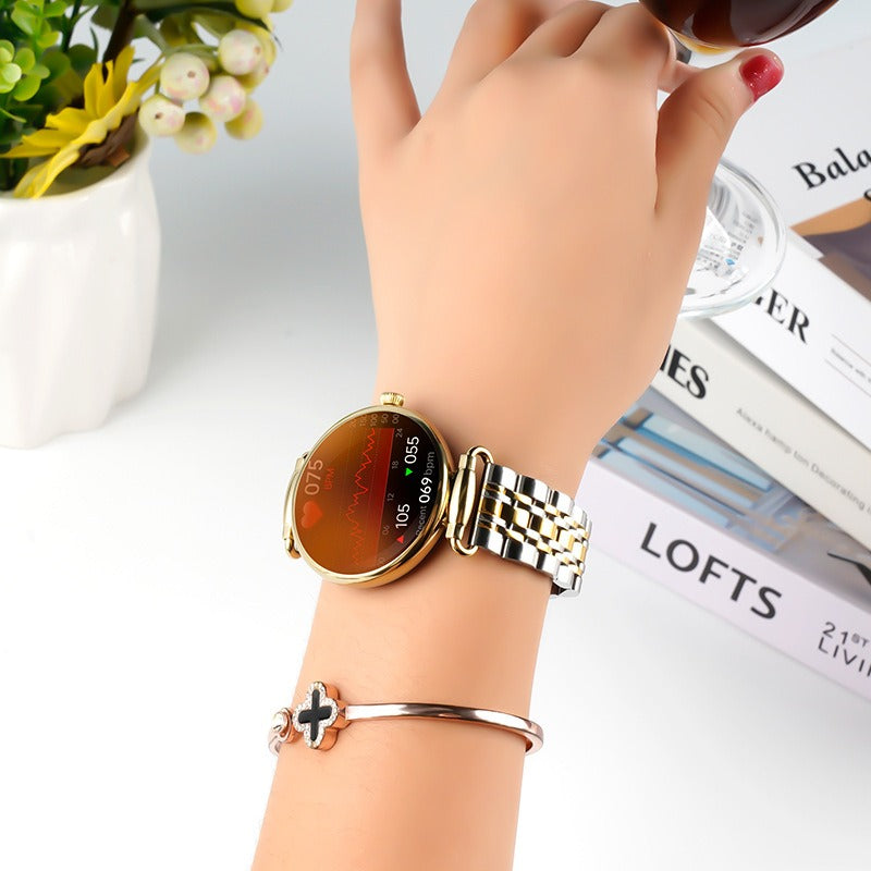Stainless Steel Women's Smartwatch Bluetooth Call Health Monitoring Women Watch