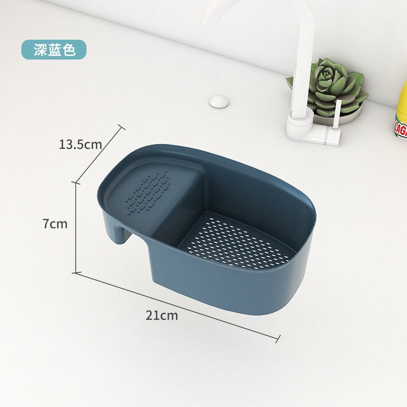 Kitchen Sink Saddle Drain Basket Vegetable Drain Rack Two Compartments 21cm