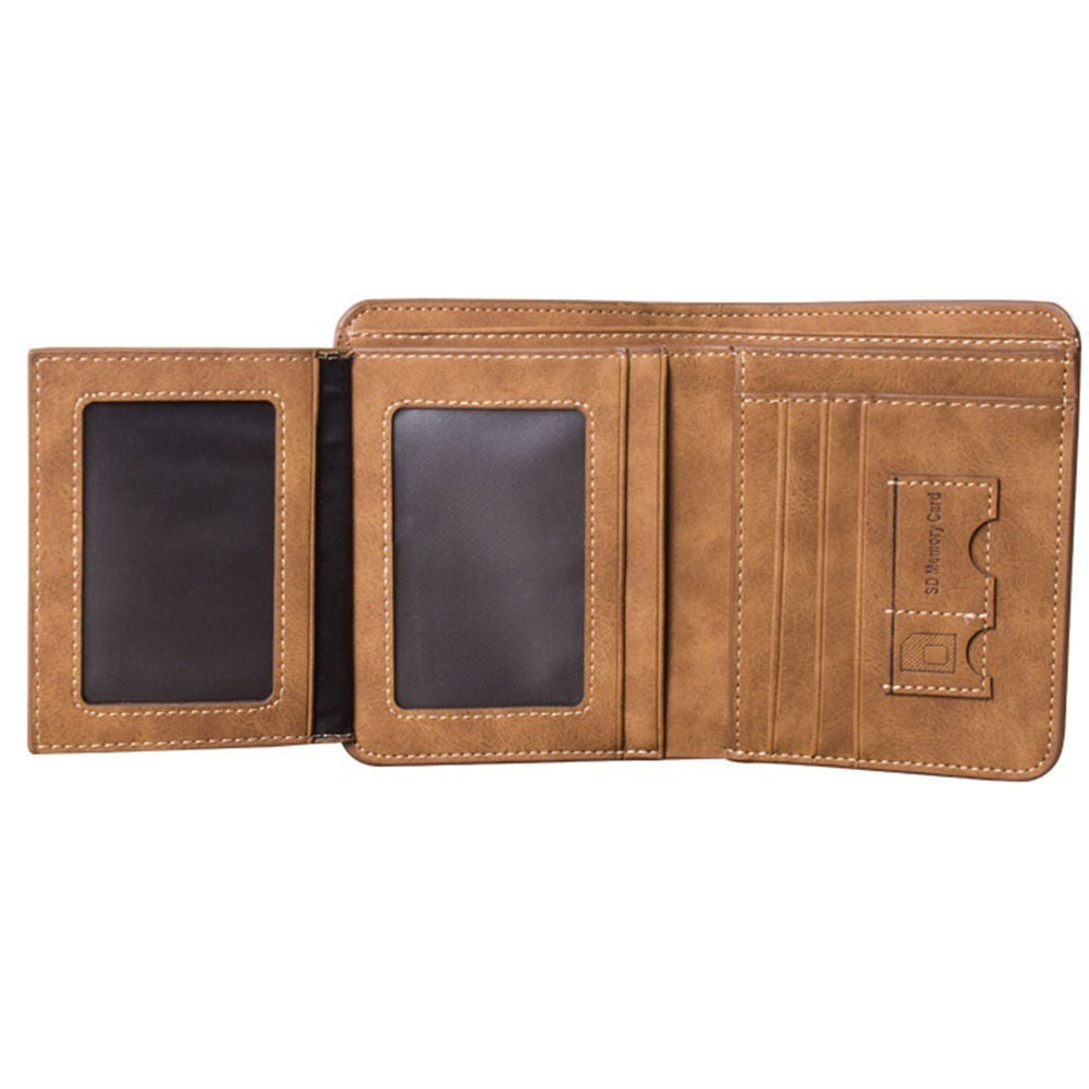 Men's Faux Leather Bifold Wallet Credit Card Slots Coin Pocket Secure Closure