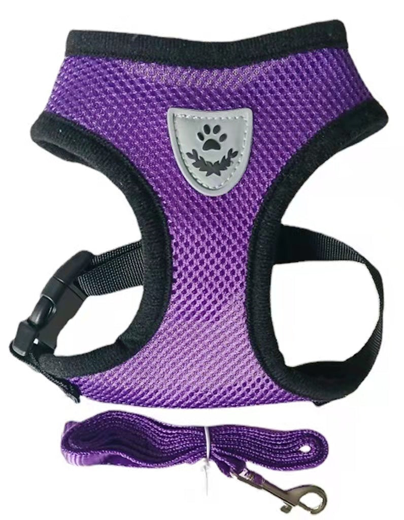 Basic Small Cat Dog Puppy Harness + Lead Set Mesh Vest Reflective Adjustable