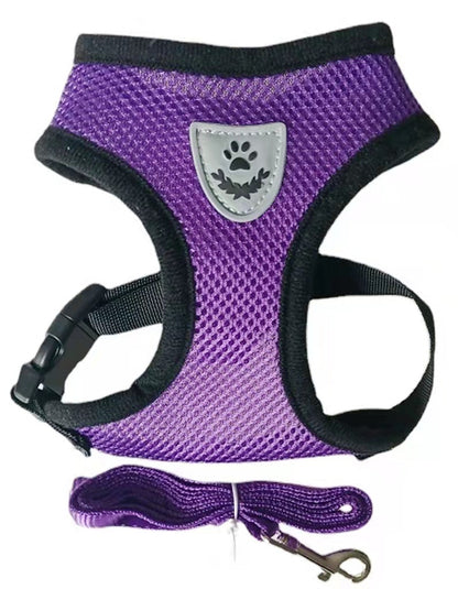 Basic Small Cat Dog Puppy Harness + Lead Set Mesh Vest Reflective Adjustable