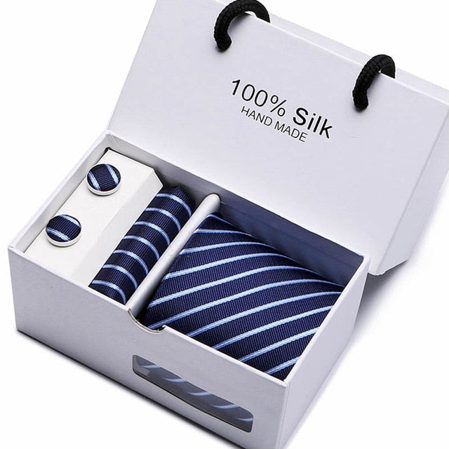 100% Silk 3pc Men's Plaid Tie Set Extra Long Woven Neck Ties Suit Gift Box