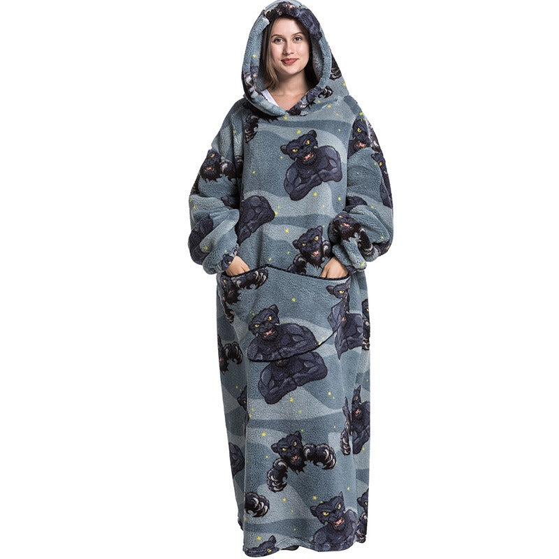 Oversized Blanket Hoodie Adults Ultra-Soft Warm Long Hooded Fleece Pockets
