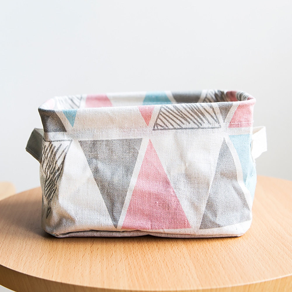 Foldable Fabric Storage Basket Desktop Closet Organiser Toy Box Loop Handles