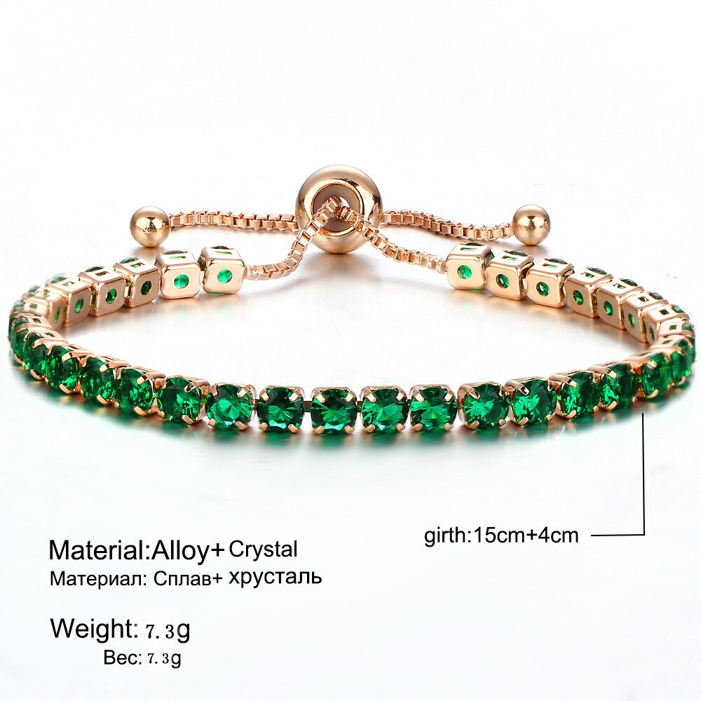 Silver Gold Adjustable CZ Tennis Bracelet, Round Cut, Elegant Crystal Jewellery Women's