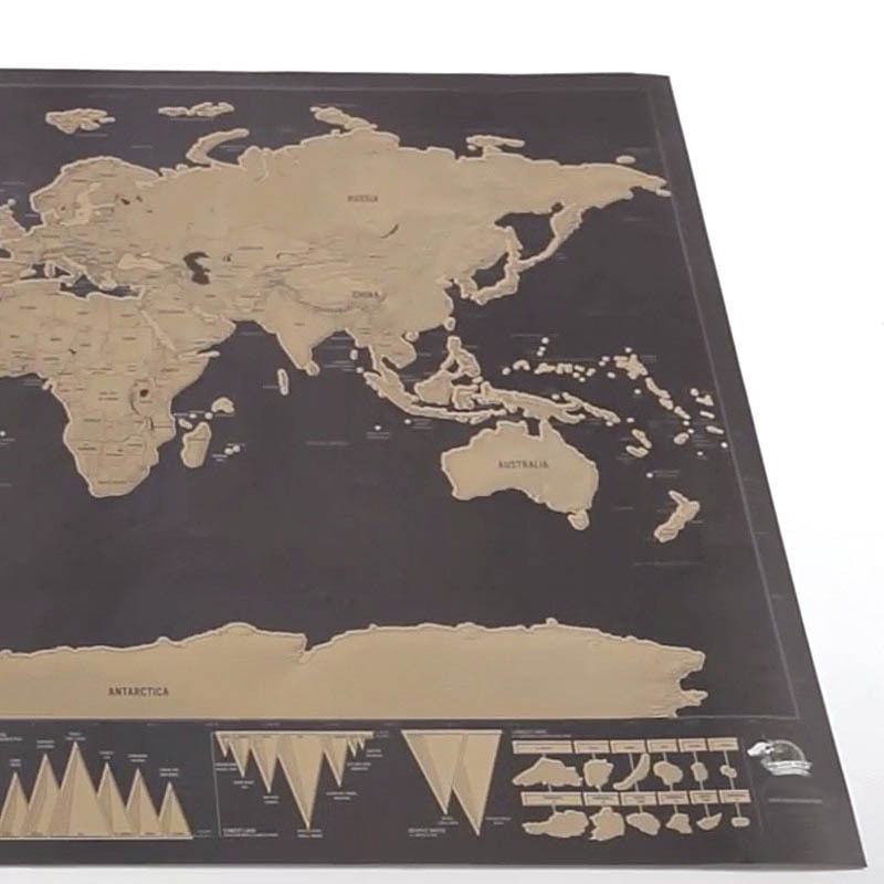 Scratch Off World Map Deluxe Black Gold Foil Political Map Includes Poster Tube