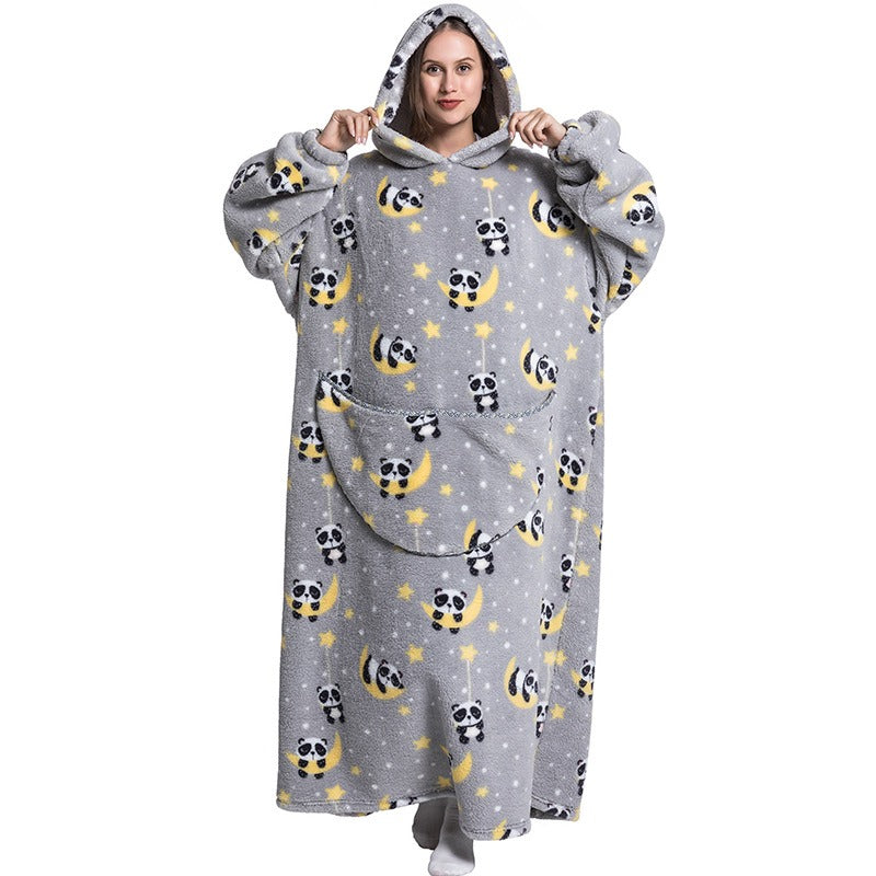 Oversized Blanket Hoodie Adults Ultra-Soft Warm Long Hooded Fleece Pockets