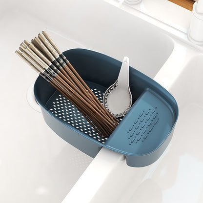 Kitchen Sink Saddle Drain Basket Vegetable Drain Rack Two Compartments 21cm