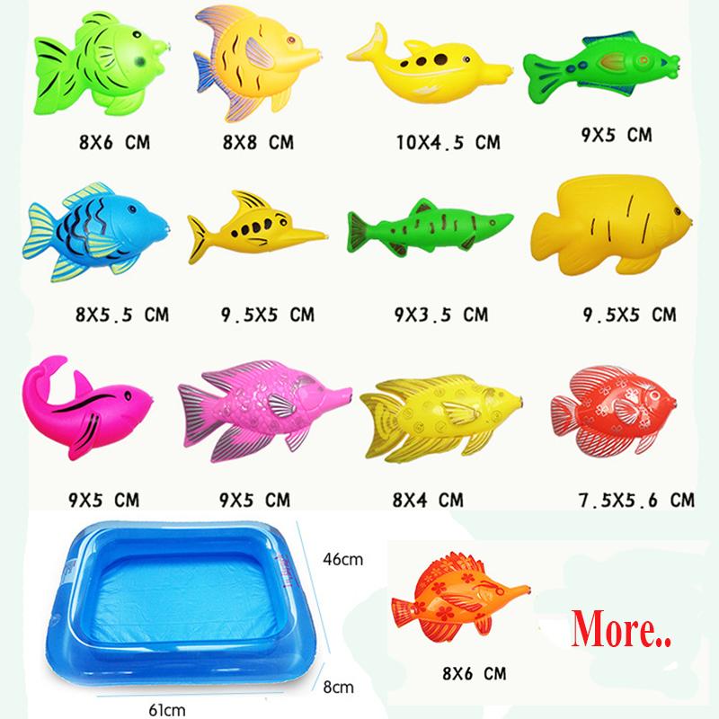Kids Magnetic Fishing Game Inflatable Pool Set 40 Pieces Outdoor Play Enjoyment