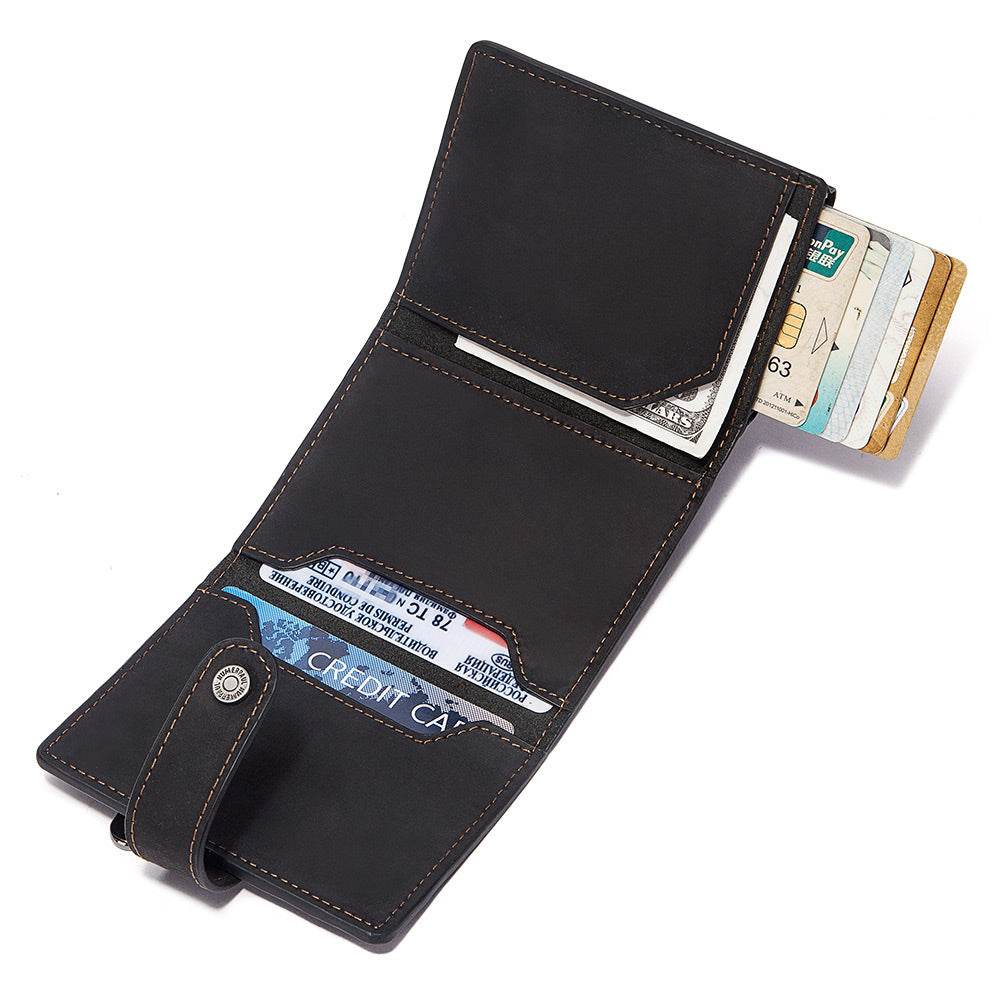 Genuine Leather Mens Wallet Coin Purse RFID Protection Multiple Card Slots Secure