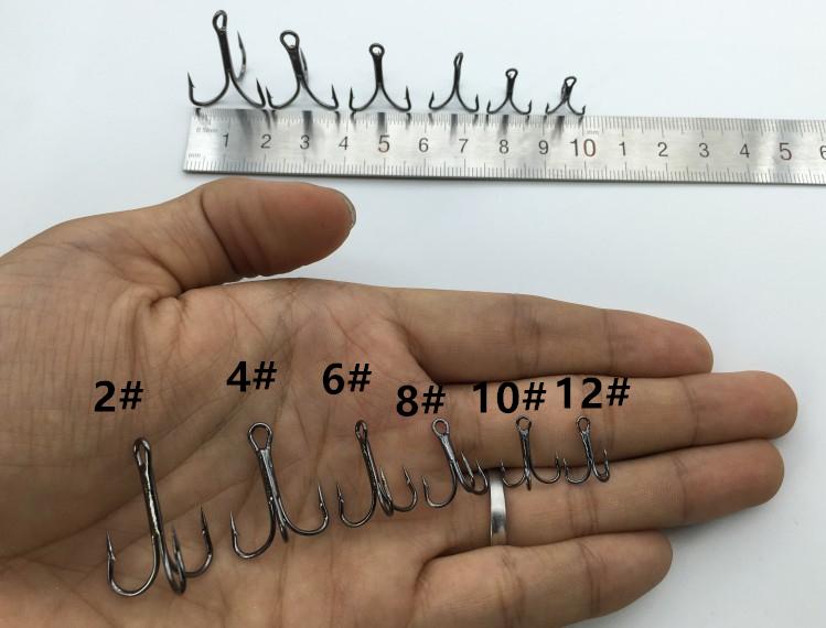 20 High Carbon Steel Treble Fishing Hooks Sizes 2# to 10# Enhanced Catch Rate
