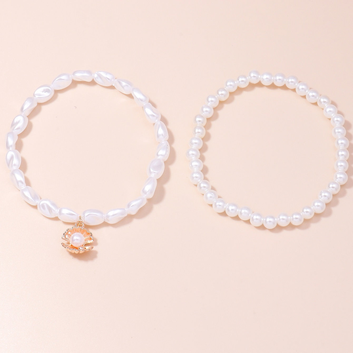 Set of 2 Pearl Shell Dangle Pendant Anklets Women's Jewellery White Gift