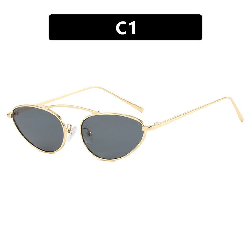 Women's Cat Eye Sunglasses Single Beam Metal Frame UV400 Sun Protection Stylish