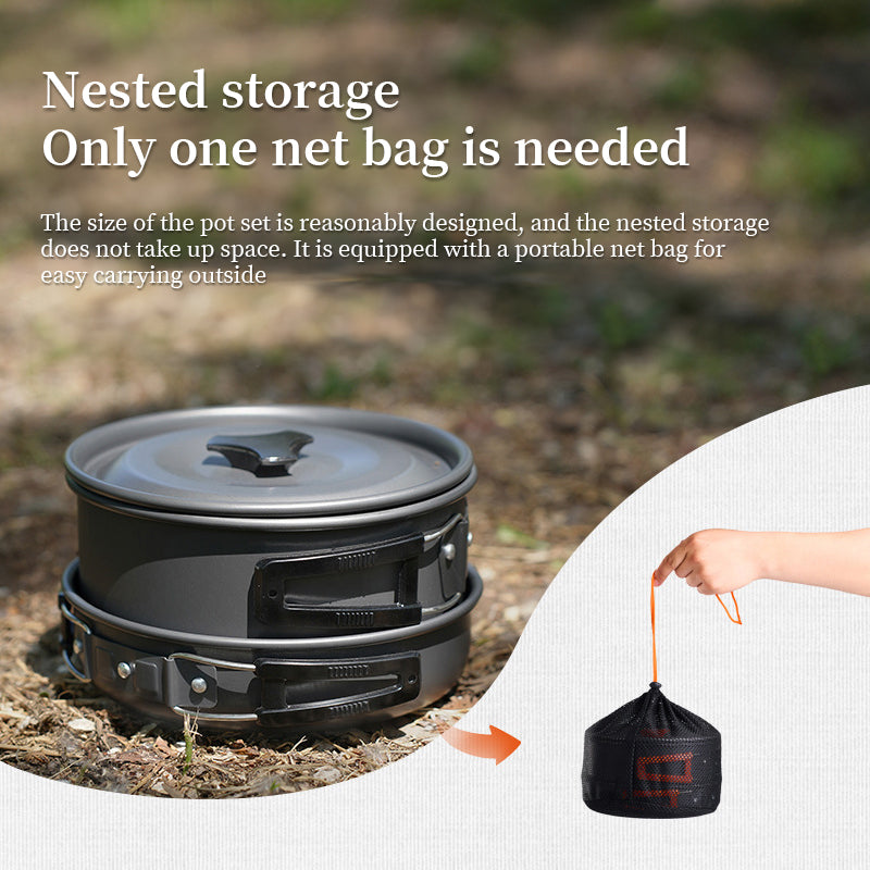 Camping Cookware Set 3 Piece Aluminium Lightweight Outdoor Hiking Essentials Kit