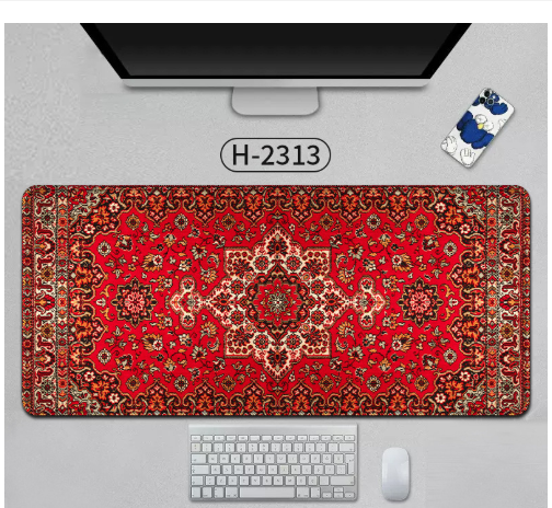 Large Persian Desk Mouse Pad Anti-Slip Natural Rubber Stitched Edge 800x400mm