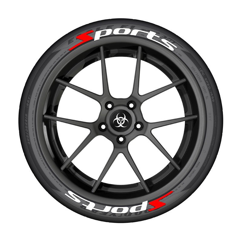 3D Sports Series Vehicle Tire Stickers Durable Rubber Weatherproof 33cm Long