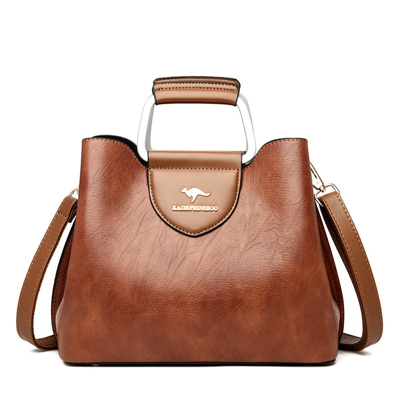 Medium Faux Leather Crossbody Bucket Bag Women Adjustable Shoulder Strap Handbag