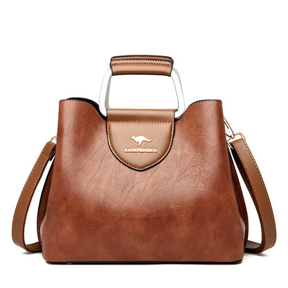 Medium Faux Leather Crossbody Bucket Bag Women Adjustable Shoulder Strap Handbag