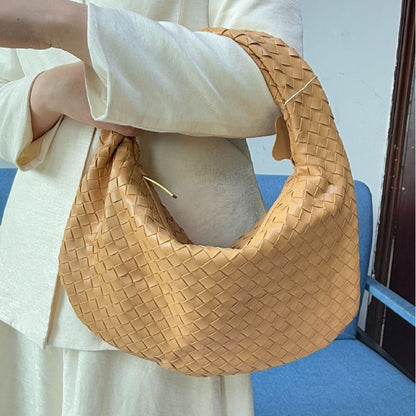 Women's Woven Tote Bag Faux Leather Spacious Lightweight Durable Zip Top Closure