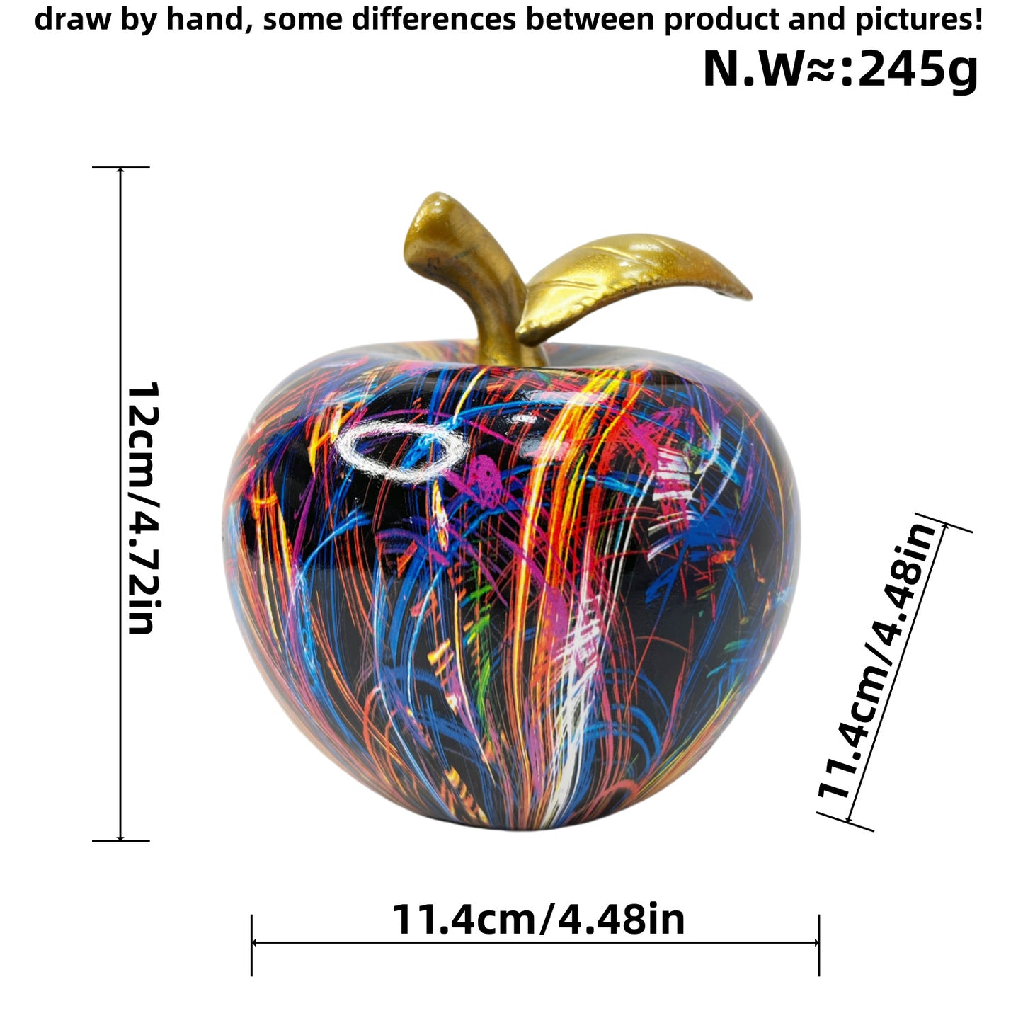 Resin Apple Sculpture Modern Home Decor Sleek Aesthetic Visual Display Element
