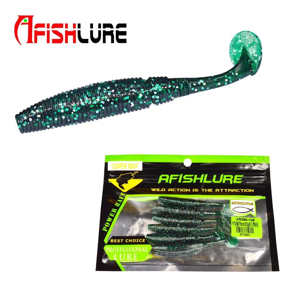 Soft Worm Paddle Tail Lure 6 Pack 75mm 3.2g Freshwater Bass Swimbait Fishing