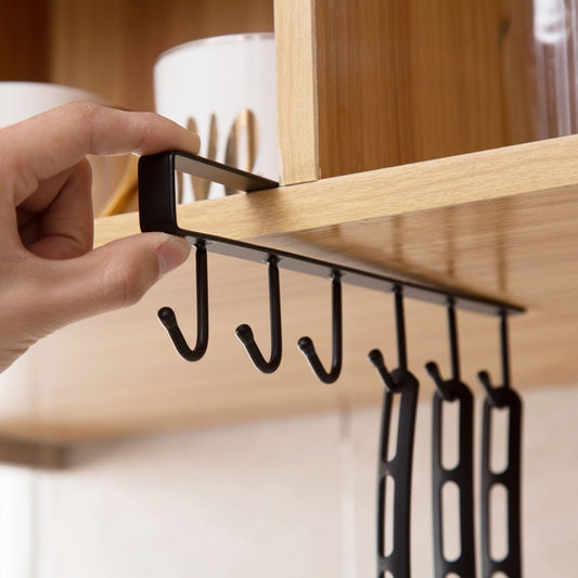 Over Shelf Hanging Rack 6 Hooks Iron Punch Free Install 26x6.5x2.2cm Single