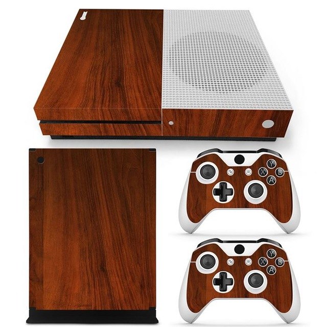 Wood Wooden Finish Decal Stickers for Xbox One S Console & Controllers Set